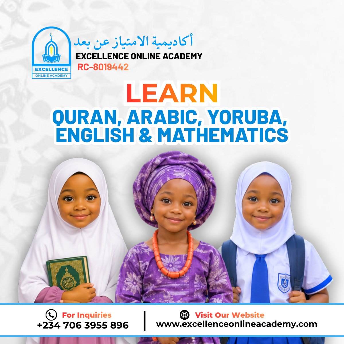 QuadriAzeezOla2's tweet photo. Give Your Child the Gift of Knowledge and Excellence! 

🌍 Learn from anywhere. Grow with excellence.
📞 For inquiries: +234 706 395 5896
🌐 https://t.co/9ShIdUkCni

#ExcellenceOnlineAcademy #OnlineLearning #QuranClasses https://t.co/X0ewKeGigS