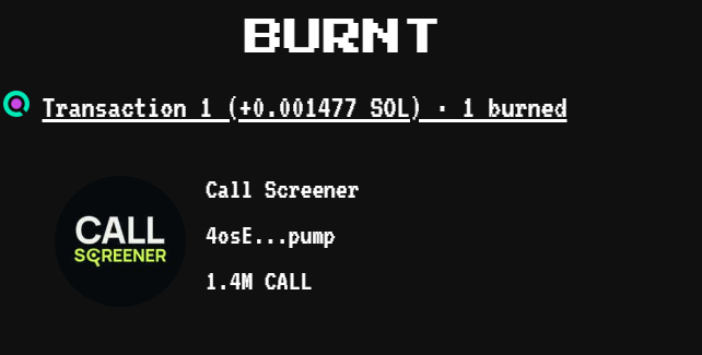 CallScreener's tweet photo. 1.4mil more burnt.
total about 0.6 - 0.7 % 
https://t.co/QP3tMheIjn https://t.co/do1a2x73bO