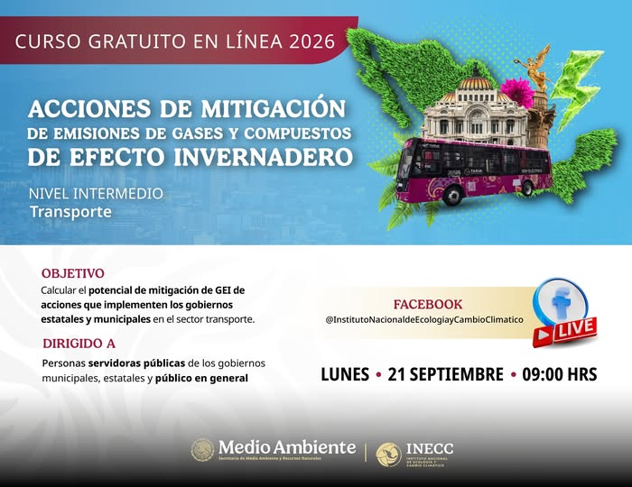 inecc_gob_mx's tweet photo. Lanzamiento del curso gratuito “Acciones de mitigación de emisiones de gases y compuestos de efecto invernadero”, nivel intermedio, sector transporte.

https://t.co/HG5EI0ap96 https://t.co/vjmqxcAdxm