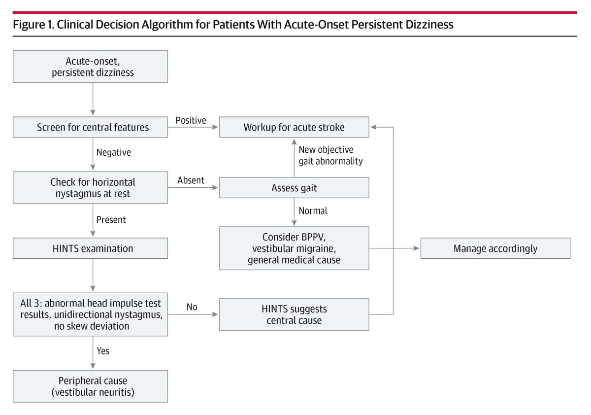 JAMANeuro's tweet photo. 📝 The #HINTS examination is most effective in patients with continuous dizziness and spontaneous nystagmus at rest.

This Review indicates that outside this population , HINTS can reduce stroke diagnostic accuracy and lead to unnecessary imaging. 

https://t.co/poC5X34jMp https://t.co/arEzM6qG8Z