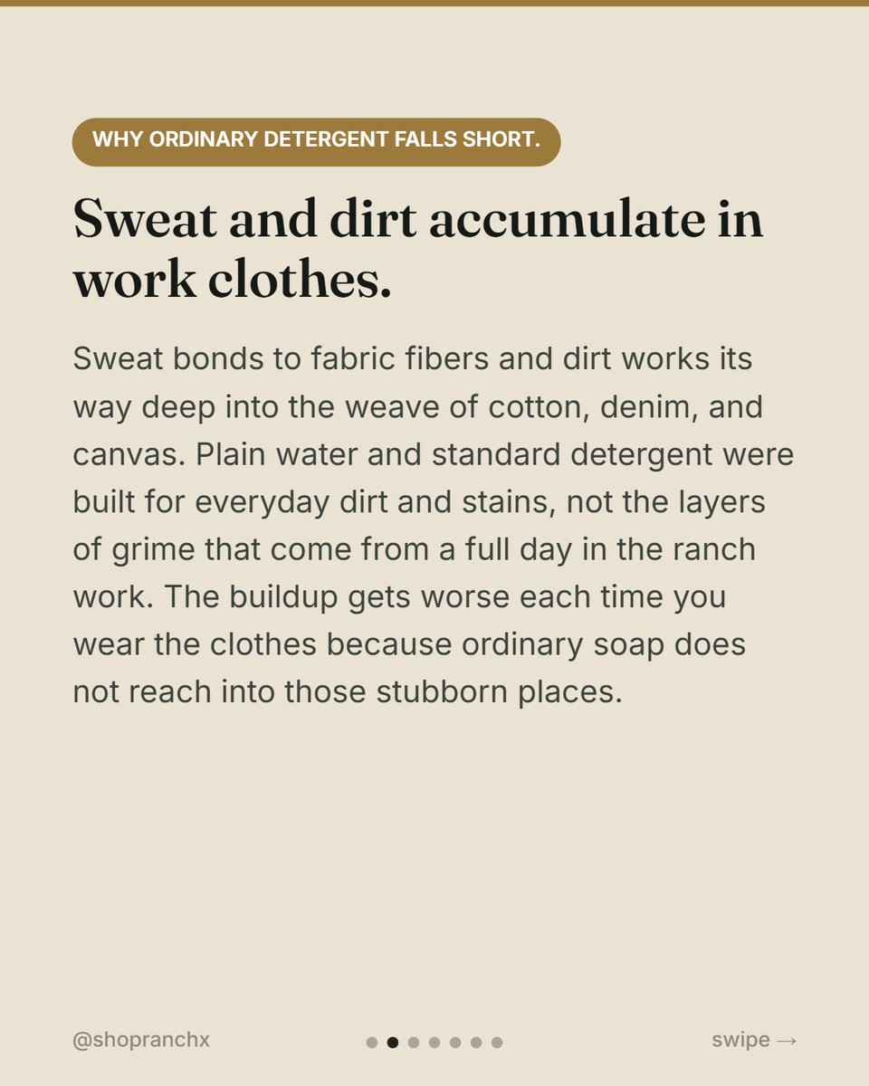 shopranchx's tweet photo. Ranch work leaves more than dirt behind. Sweat and grime build up in your clothes where regular detergent cannot reach.

#RanchX #WesternLuxury https://t.co/gVCBFwfibr