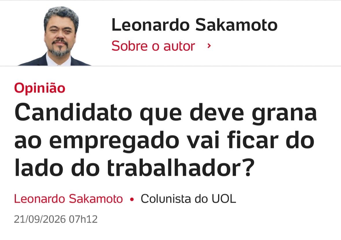 rickazzevedo's tweet photo. Nessas eleições, 343 candidatos estão com nome no Banco Nacional de Devedores Trabalhistas. Incluindo Renan Santos, que é contra o fim da escala 6x1. Como alguém pode esperar que gente que não respeitou os próprios funcionários vai lutar pelo trabalhador quando estiver no poder? https://t.co/Kar6gp7dW3