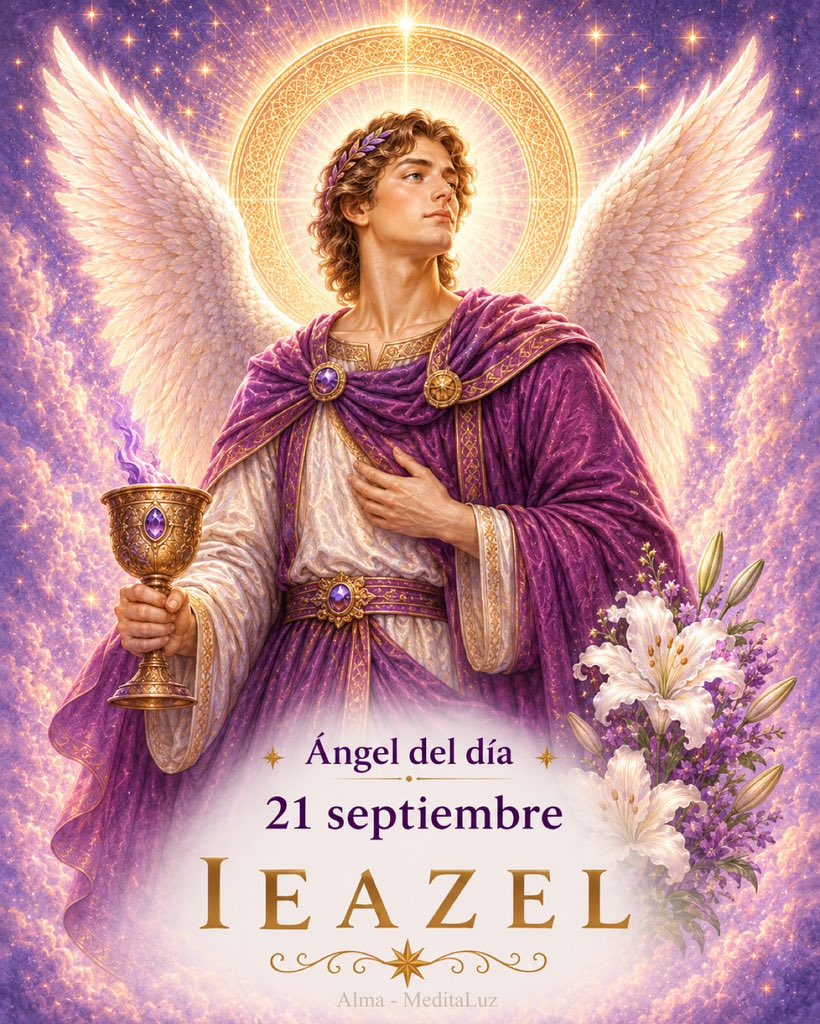 MeditaLuz_Arc's tweet photo. 🎉¡Muchas Felicidades Cumpleañeros! 
21 Septiembre Ángel Ieazel, Dios que da alegría.
Angel Mes: Zuriel, Armonía de Dios
Arcángel por Astrología Virgo: Rafael
Arcángel por Elemento Tierra: Uriel

Hora regencia: 13.00 a 13.20

Ayuda:
•Consuelo ante adversidad.
• Liberarte de enemigos, vicios y depresión.