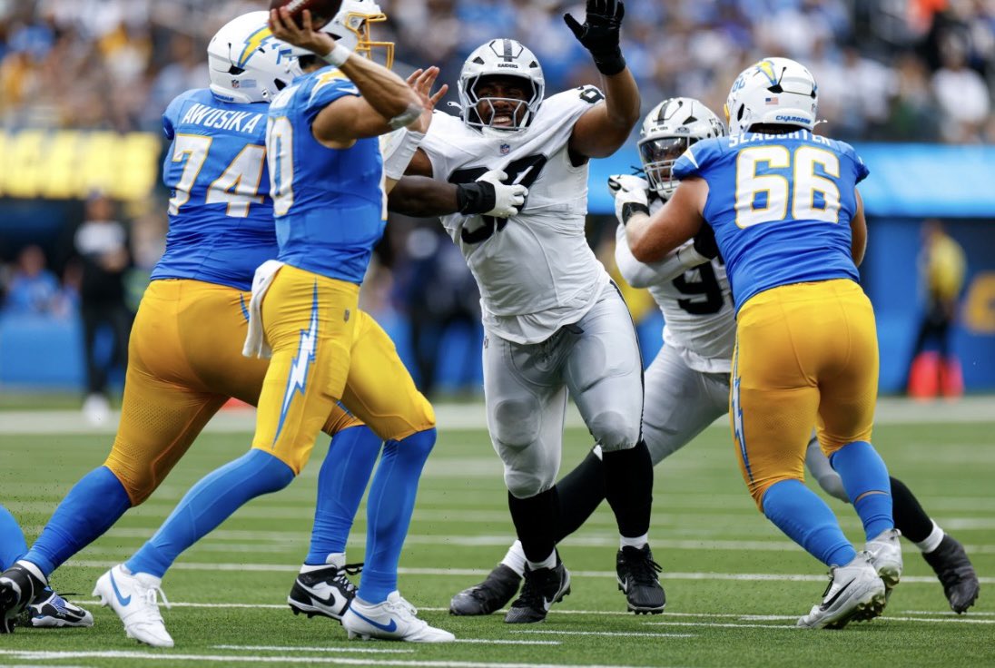 Flat6Banger's tweet photo. Didn't anticipate writing a long vent in week 2 instead of week 17 but here we are gang. 

As Chargers fans we spent two years begging for the run guru, Greg Roman, to go. We dreamed about pairing a real offensive mind with Justin Herbert. We were all over this app celebrating McDaniel’s hire. 
Two games into the season, and boy, our hopes for this team look naive. The offense is sloppy and somehow even more destructive for Herbert than Roman’s ever was. And from a coaching standpoint, it looks like nobody is willing to adjust.

From a QB standpoint, I have watched Herbert since his freshman year at Oregon, when he was named the starting quarterback. His footwork was always the quiet part of his game that made everything else look easy. Clean base. Repeatable drop. No wasted steps. His processing and going through his progression was called exceptional by his coach Mario Cristobal. 
Under McDaniel they flipped his shotgun stance and rebuilt the timing around Miami’s old quick game ideas. And that has wrecked the thing that used to be automatic for this kid. 
His processing looks late, ball is coming out off schedule. He plays angry and out of frustration chucking the ball, like he hates everything happening around him. 

This is the worst Herbert has looked in his career. 

The core problem of this offense is that McDaniel still coaching the Miami version of his offense not the actual Shanahan’s. He is asking average chargers players to be Tyreek, Waddle, and Achane. What he is running for this passing offense does not even look like what Kyle Shanahan is running in San Francisco. It is motion for motion’s sake, timing that only works if everyone is a step faster than they actually are, and no plan B when the first look dies.

Quarterbacks like Herbert and Josh Allen do not need all that complexity on the offense to win games. They thrive in systems that let them play big and decisive, Joe Brady’s, Shane Steichen’s, Sean Payton’s and the real Shanahan offense. Give Herbert structure, let him throw with his feet set, and he punishes you. 
McDaniel is doing the opposite. He is shrinking Herbert into a timing machine he was never meant to be and that has been wrecking his game.

I expect the ownership to step in. The staff, the players, and Herbert himself all need to speak up and stop sabotaging this season. Herbert made multiple mistakes, didn’t play well, and his reputation is at an all-time low. But he’s still the same quarterback who threw it to worse WRs and still won games. They need to change a lot of things, and it has to happen quickly. And I doubt there’s enough time to save this season.