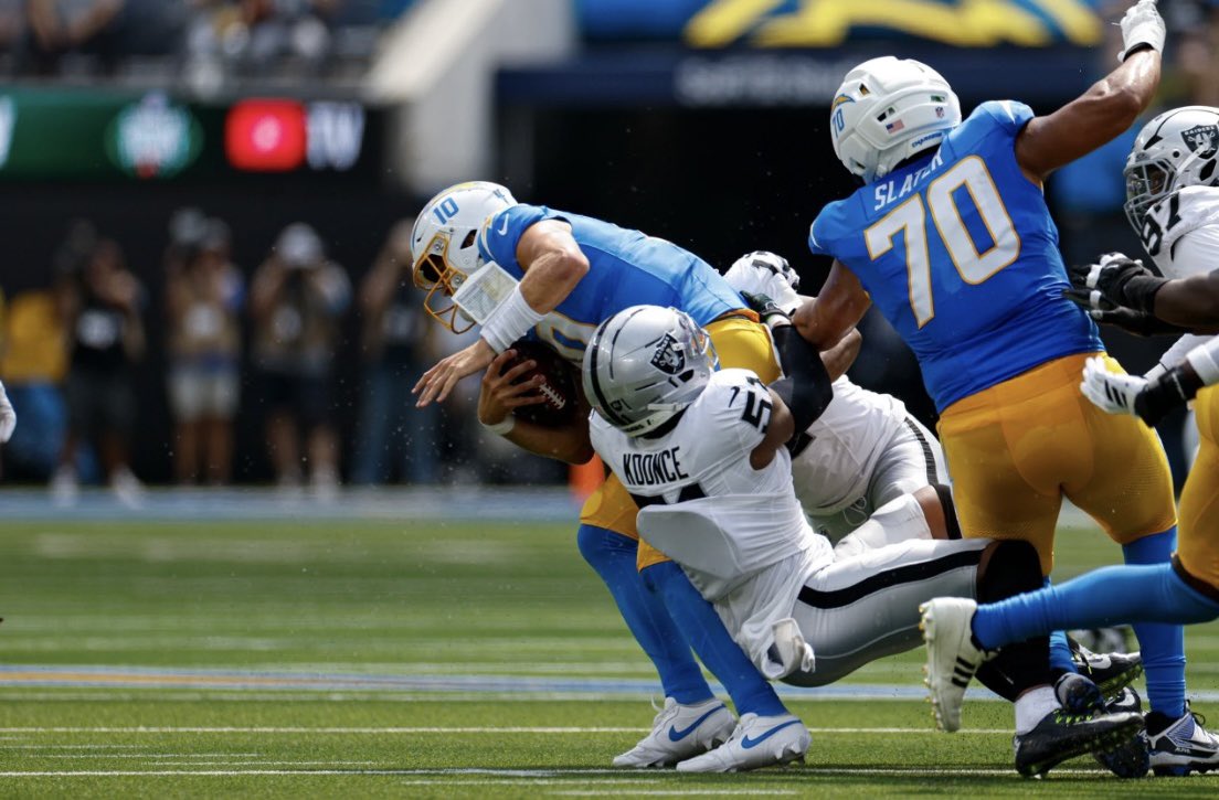 Flat6Banger's tweet photo. Didn't anticipate writing a long vent in week 2 instead of week 17 but here we are gang. 

As Chargers fans we spent two years begging for the run guru, Greg Roman, to go. We dreamed about pairing a real offensive mind with Justin Herbert. We were all over this app celebrating McDaniel’s hire. 
Two games into the season, and boy, our hopes for this team look naive. The offense is sloppy and somehow even more destructive for Herbert than Roman’s ever was. And from a coaching standpoint, it looks like nobody is willing to adjust.

From a QB standpoint, I have watched Herbert since his freshman year at Oregon, when he was named the starting quarterback. His footwork was always the quiet part of his game that made everything else look easy. Clean base. Repeatable drop. No wasted steps. His processing and going through his progression was called exceptional by his coach Mario Cristobal. 
Under McDaniel they flipped his shotgun stance and rebuilt the timing around Miami’s old quick game ideas. And that has wrecked the thing that used to be automatic for this kid. 
His processing looks late, ball is coming out off schedule. He plays angry and out of frustration chucking the ball, like he hates everything happening around him. 

This is the worst Herbert has looked in his career. 

The core problem of this offense is that McDaniel still coaching the Miami version of his offense not the actual Shanahan’s. He is asking average chargers players to be Tyreek, Waddle, and Achane. What he is running for this passing offense does not even look like what Kyle Shanahan is running in San Francisco. It is motion for motion’s sake, timing that only works if everyone is a step faster than they actually are, and no plan B when the first look dies.

Quarterbacks like Herbert and Josh Allen do not need all that complexity on the offense to win games. They thrive in systems that let them play big and decisive, Joe Brady’s, Shane Steichen’s, Sean Payton’s and the real Shanahan offense. Give Herbert structure, let him throw with his feet set, and he punishes you. 
McDaniel is doing the opposite. He is shrinking Herbert into a timing machine he was never meant to be and that has been wrecking his game.

I expect the ownership to step in. The staff, the players, and Herbert himself all need to speak up and stop sabotaging this season. Herbert made multiple mistakes, didn’t play well, and his reputation is at an all-time low. But he’s still the same quarterback who threw it to worse WRs and still won games. They need to change a lot of things, and it has to happen quickly. And I doubt there’s enough time to save this season.