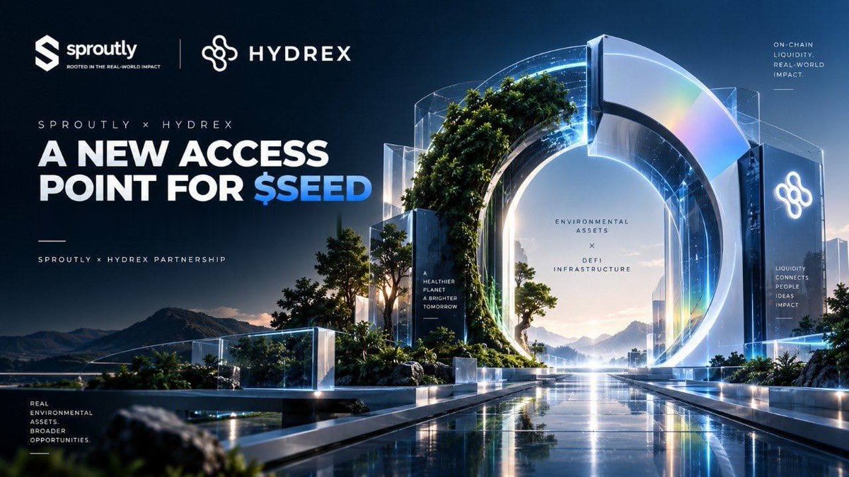 sproutlyrwa's tweet photo. Sproutly is pleased to announce its partnership with @HydrexFi , a DeFi liquidity infrastructure protocol, marking another step forward in the expansion of the $SEED ecosystem.

Through this partnership, $SEED will become live and tradable on the platform, opening the token to a new community of DeFi users and expanding its accessibility across the digital asset ecosystem.

The integration brings $SEED into a new liquidity environment while connecting Sproutly’s real-world environmental asset ecosystem with Hydrex’s DeFi infrastructure. For the $SEED community, this represents another point of access and participation as the ecosystem continues to grow.

A New Step for $SEED
The Hydrex launch is more than a new listing. It is part of the broader effort to expand where $SEED can be accessed, traded, and discovered.

By connecting with Hydrex, Sproutly is continuing to build the infrastructure and market presence around $SEED, creating new pathways for users and participants to engage with the ecosystem.