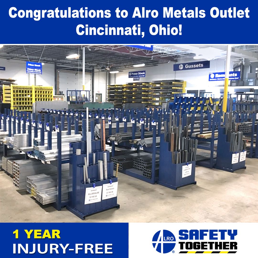 alrosteel's tweet photo. Great job, Alro Metals Outlet Cincinnati! The team has reached 1 year injury-free. This achievement is a reflection of the dedication, awareness, and teamwork that goes into creating a safe workplace every day. Keep up the good work.๐๐
#365DaysSafe #SafetyMilestone #AlroMetals https://t.co/ZaydTB41BL