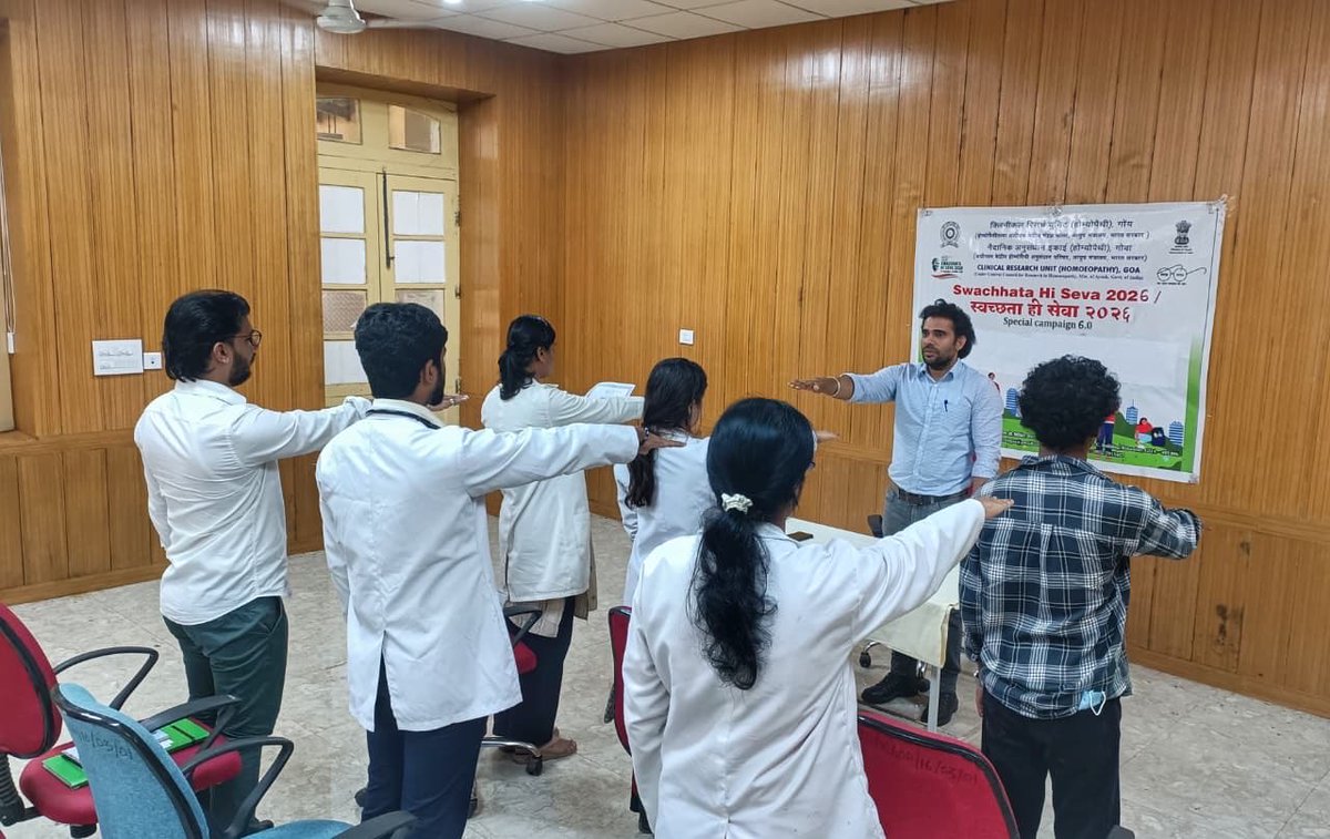 cruhgoa's tweet photo. As part of Swachhata Hi Seva (SHS) 2026 – Special Campaign 6.0, the Clinical Research Unit (Homoeopathy), Goa, conducted a Swachhata Pledge, awareness programme and cleanliness drive on 19 September 2026. https://t.co/mmToSZ1J96
