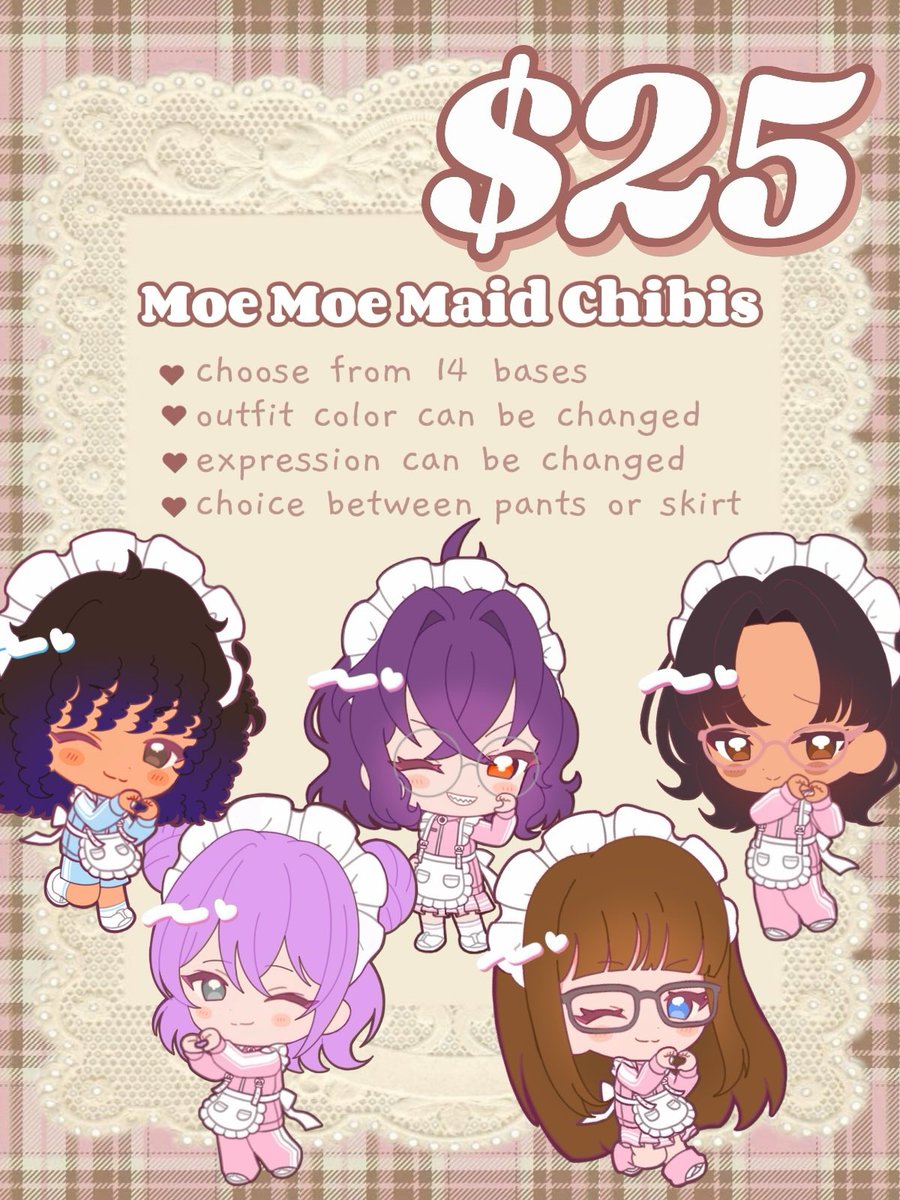 dots_xo_'s tweet photo. ♡Moe Moe Maid Chibis♡
I take payment through most major platforms, DM me if interested!
 ♥︎♥︎ Please retweet! ♥︎♥︎ https://t.co/JfXxLT3wlt