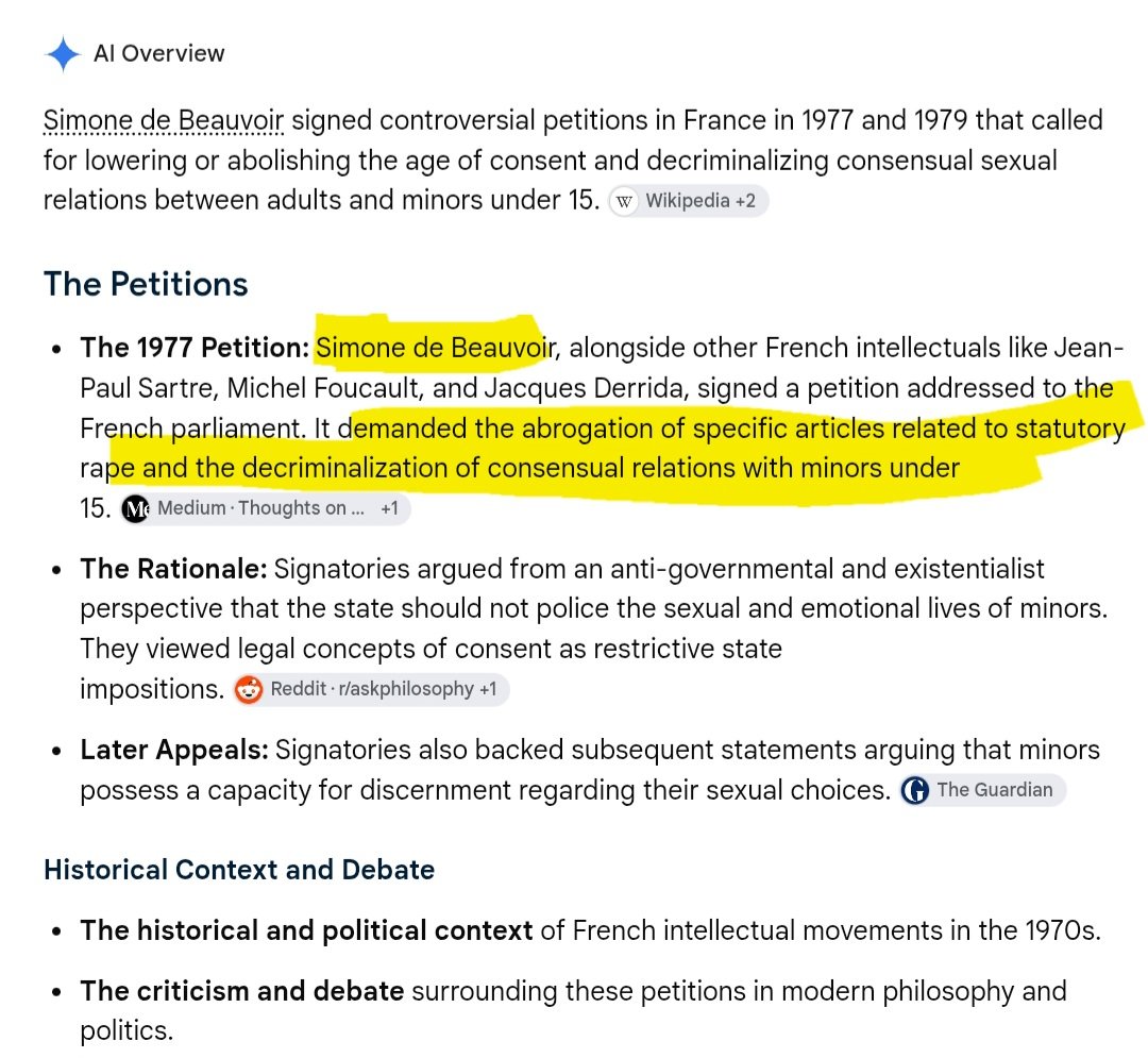 s1lv3rx_'s tweet photo. Andrea Dworkin advocated an androgynous utopia where bestiality, incest, and pedophilia would be normalized. Shulamith Firestone also supported incest and pedophilia and Simone de Beauvoir supported abolishing the age of consent. ALL your fav radfems would be in bed with Epstein. https://t.co/BanAb5QDju