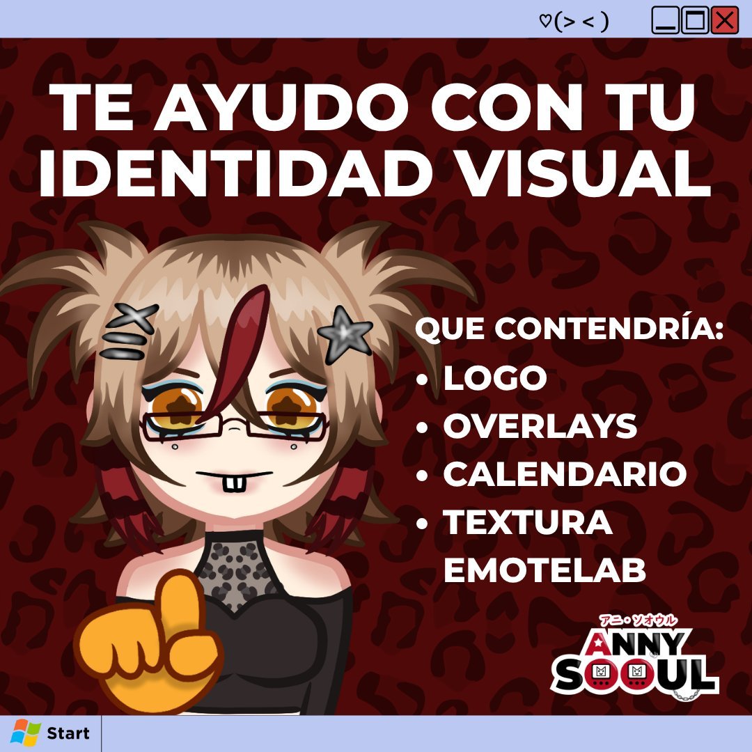 AnnySooul's tweet photo. ☆ 𝐓𝐄 𝐀𝐘𝐔𝐃𝐎 𝐂𝐎𝐍 𝐓𝐔 𝐈𝐃𝐄𝐍𝐓𝐈𝐃𝐀𝐃 𝐕𝐈𝐒𝐔𝐀𝐋 ☆

Hola a todos!!!, Necesito armar nuevos ejemplos para mi portafolio, así que voy a estar ayudando a 1 persona completamente GRATIS. 

El premio contrendría:
☆ Logo
☆ Overlays (chat y game)
☆ Calendario
☆ Textura de emotelab

REGLAS:
☆ follow + retweet + like
☆ Comenta tu oc

PLUS:
si me sigues en Twitch tienes mas posibilidades de ganar 👇 (si pone un screenshot se agradece pero no es necesario :3)
https://t.co/8qPyBhoDNv

TERMINA EL 28/09

(si veo mucha participación seran 2 ganadores)

#VtuberEs #Vtubers