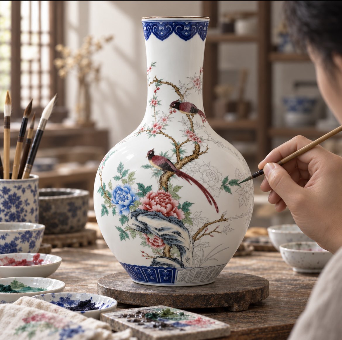 Jingporcelain's tweet photo. The finished object gets the attention.
The process gives it meaning.

Form. Brush. Fire.

#Craftsmanship #PorcelainArt https://t.co/5mdUtP3TW2