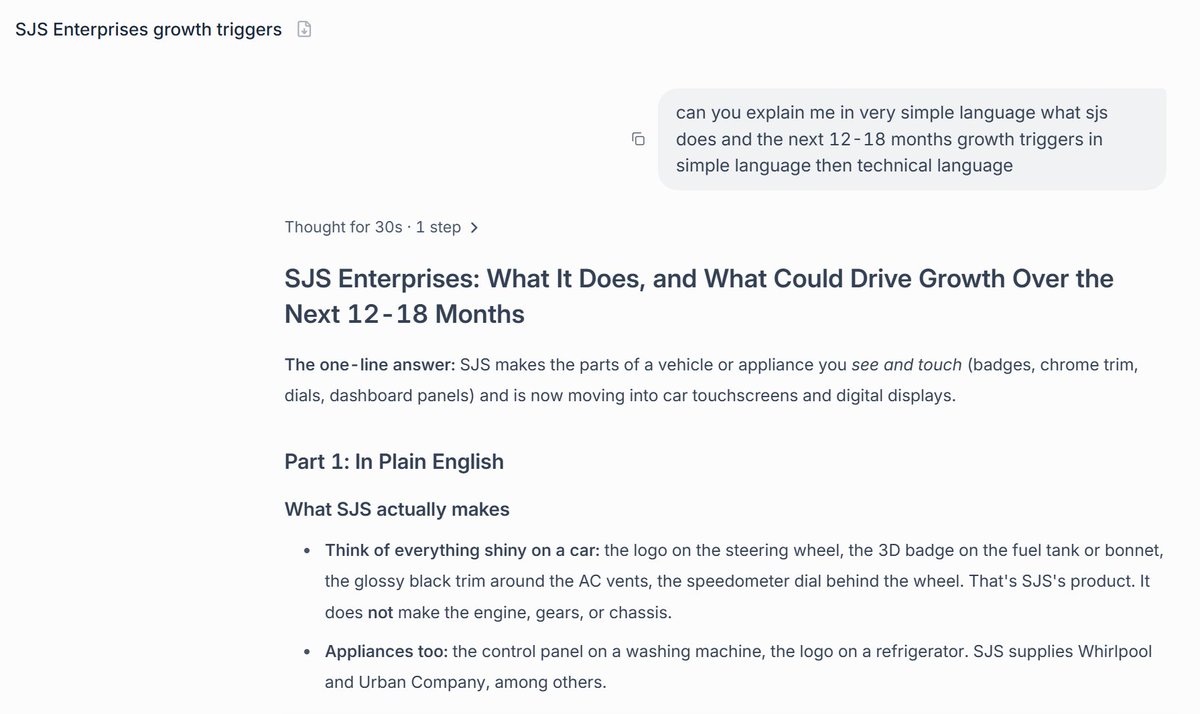 Vrishankkk's tweet photo. I feel like I should cancel my Claude subscription. I mainly used Claude for stock research, but @stockscansin does it way better, faster, with proper sources and much more focused analysis. Super feature of Research AI https://t.co/kcamJVNV63