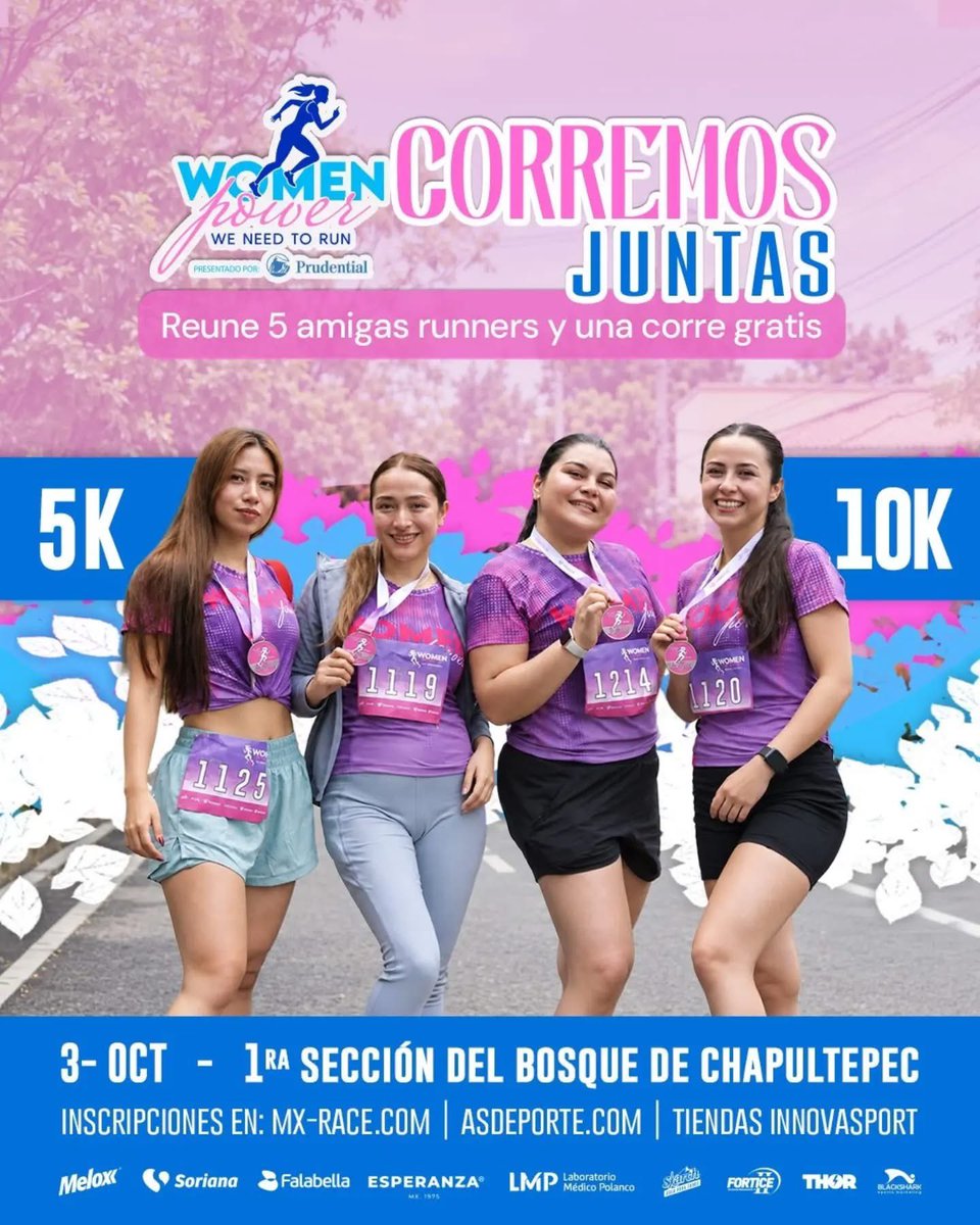 MxRacemx's tweet photo. Esa amiga que todavía dice “déjame pensarlo”… ya no tiene excusa. 😉
Júntense 5, elijan 5K o 10K y prepárense para compartir la meta.
💜 5 corren, solo 4 pagan.
Aplican términos y condiciones,vigencia al 1 de octubre
#Womenpower #WeNeedToRun #mxrace https://t.co/KvhFzQ335W