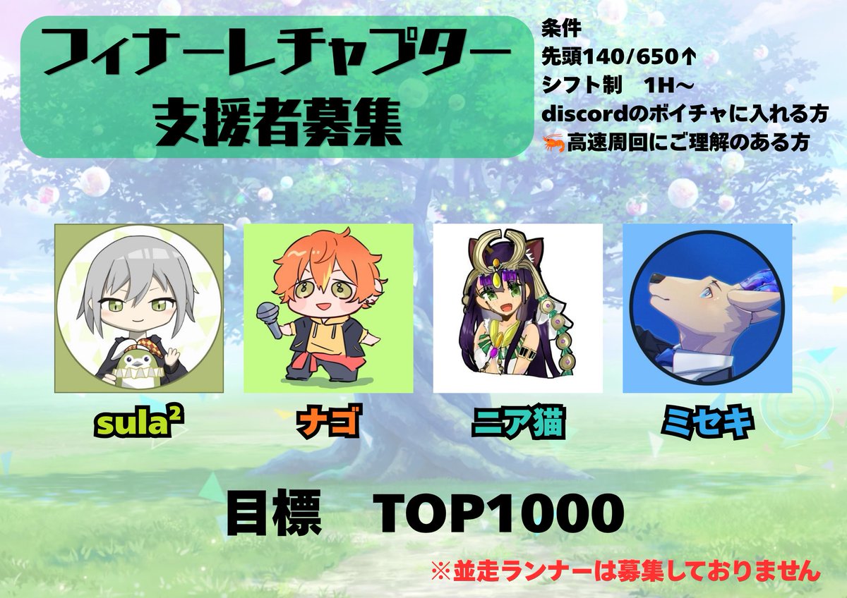 NiaNecor's tweet photo. すらさん（@sulasulaex1）ナゴさん（@nago_puroseka）と、新たにミセキさん（@miseki_）を加えて一緒にフィナーレチャプターを走ります！
鯖はリプに載せますので、お手伝いいただける方は何卒よろしくお願いいたします🐈 https://t.co/eMbLwZxVw6