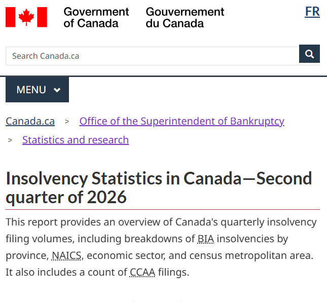 Martyupnorth's tweet photo. The Insolvency Statistics for the second Quarter are out, and the news is bad......really bad.

The first quarter of 2026 saw the highest number of insolvencies since 2009, and the second quarter is even worse.

Between April-June 2026 a total of 37,523 Canadians filed for insolvency. 

So I decided to dig into the data.

1/