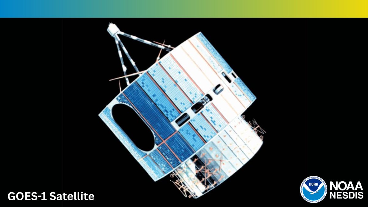 Image of the GOES-1 satellite with the NOAA logo in the bottom right-hand corner.