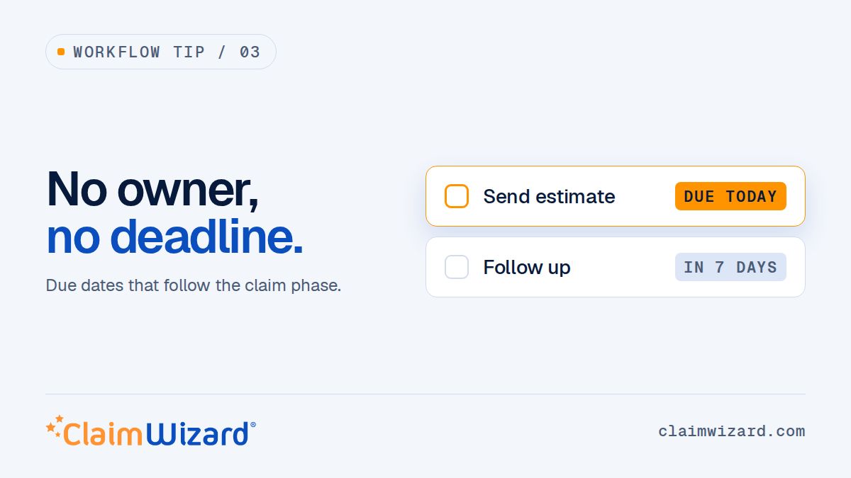 ClaimWizard's tweet photo. Assign it to a person, not a team. Teams do not get reminders.

A task with no owner is a task with no deadline. https://t.co/NrOsOanhbC