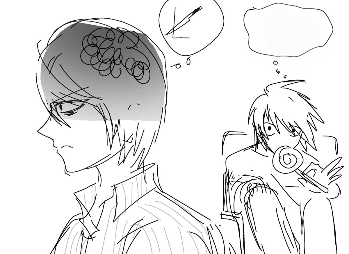 Kagami404z's tweet photo. Both of them were tense, but L looked more clueless. https://t.co/VhytHJyl8Q