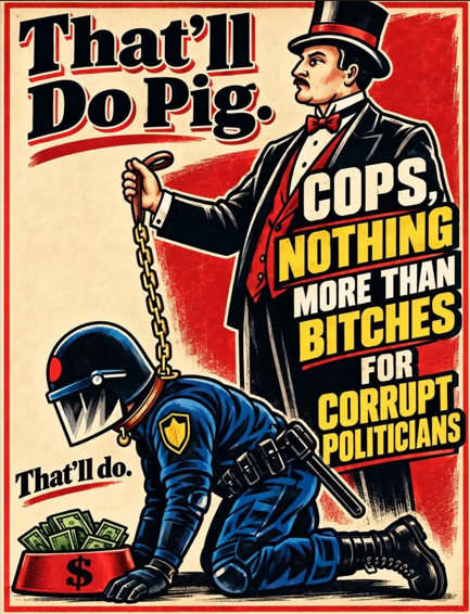 PoliceThePolic1's tweet photo. ⚠️ We don't call cops pigs often, but this is true. Police are just the enforcement class for politicians. https://t.co/FoLe8HKjEM