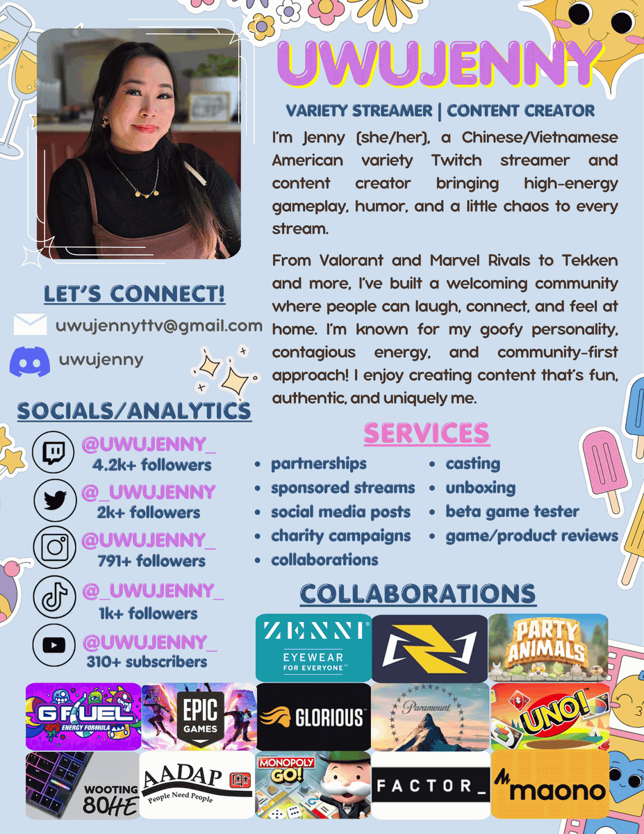 _uwujenny's tweet photo. ☀️ GOOD MORNING! I've updated my media kit! It's nice to see how much I've grown!! Hope to work with more brands this year! 💕👀 

Tag brands you'd like to work with! @CORSAIR  @LogitechG @elgato @HyperX @PowerA @The_Oodie @NZXT https://t.co/yfdJ7efKmR