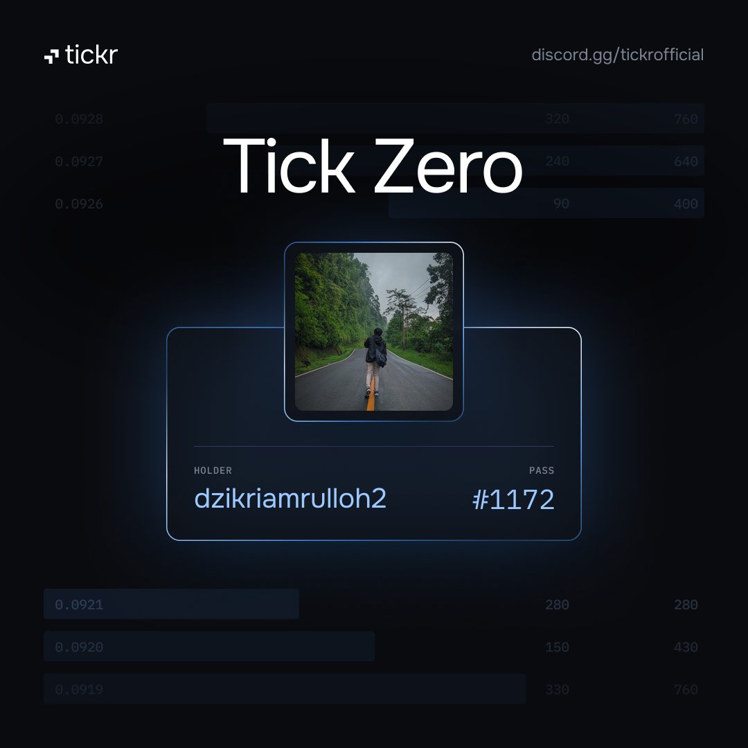 boundaryid's tweet photo. Excited to be the #1172 of Tick Zero - @tickr_co's highest Discord role - the RWA perpetual DEX bringing the world's financial markets on-chain. #tickr https://t.co/EazhYV6YMf