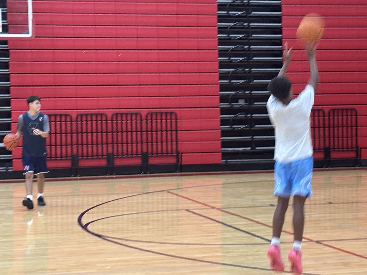 EV_Hoops's tweet photo. Our guys are motivated for ‘26-27.  Love seeing guys at all levels showing up to improve on an off day.  #PROCESS #Culture 

Let’s Go Pats! https://t.co/5b4wTn3JJd