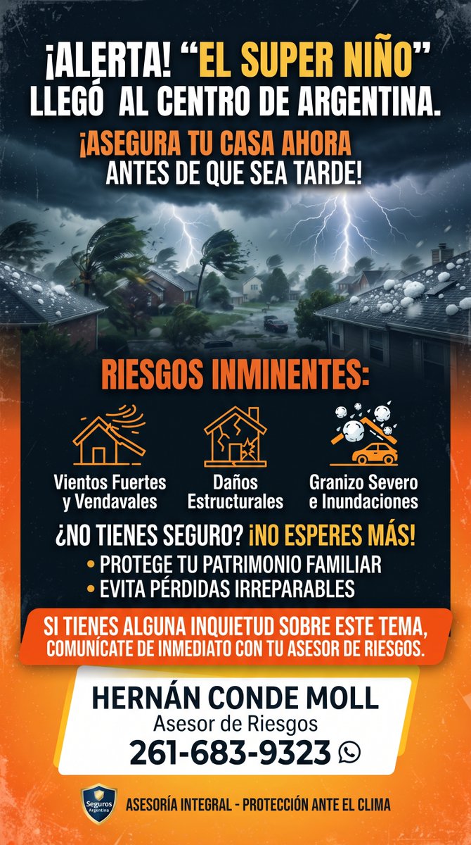 hernya_mza's tweet photo. El Super Niño impacta con vientos y granizo. Protegé tu patrimonio hoy. ¿Dudas? Comunícate de inmediato con tu asesor: Hernán Conde Moll - 261-683-9323. https://t.co/qgK5kK0FBJ