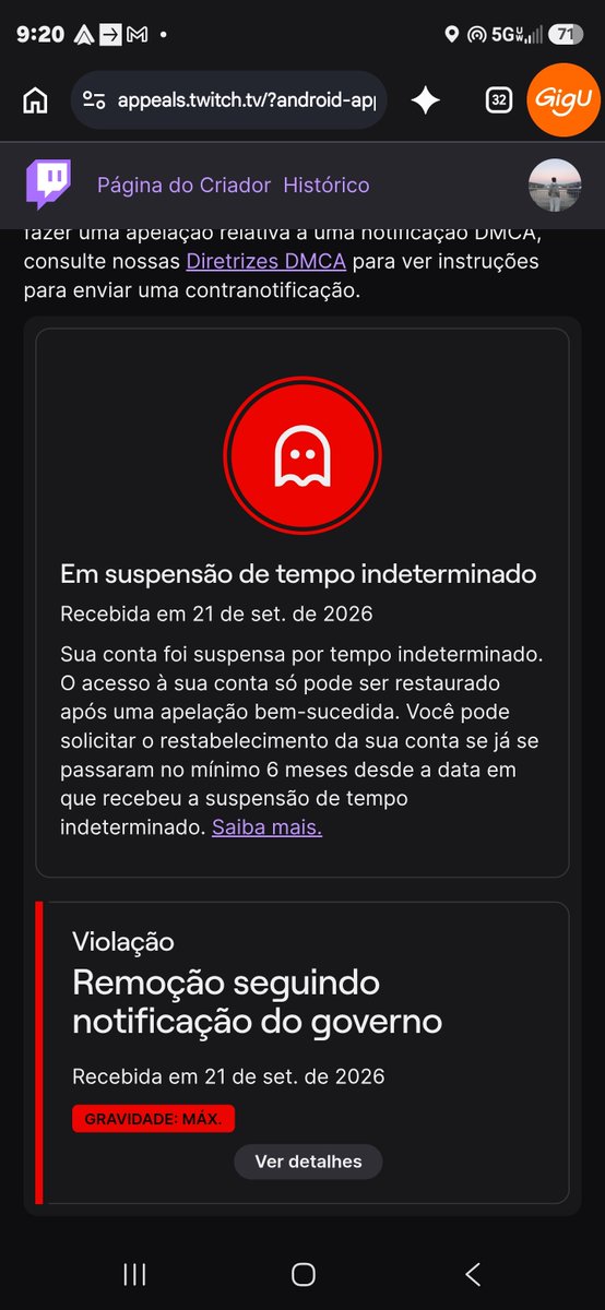 Of_Zenon's tweet photo. Motivo do ban: Lei felca. 
Eu nem moro no Brasil caramba. https://t.co/BUWj8YU2ou