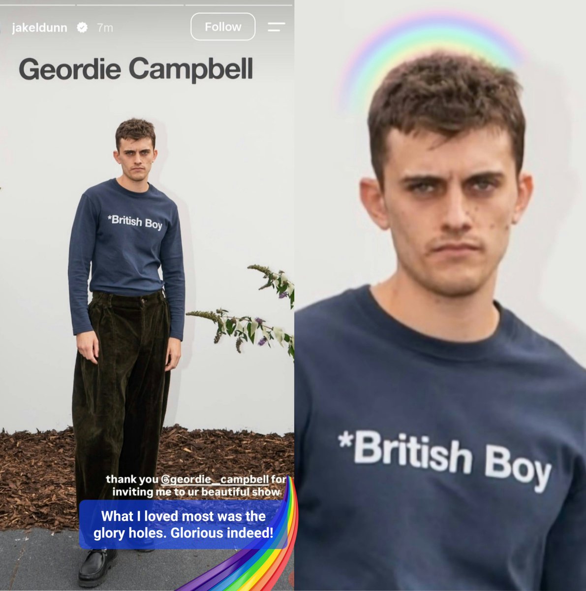 LukeyNewtsVibes's tweet photo. #NicolaCoughlan's rat rainbow nepo twink #jakedunn #JokeDone has shared his own story abt yesterday's "gay fashion show", making clear HOW HAPPY he usualy is + shared Dougie's pics. Almost a day later. Poor boy was exhausted...
#LavenderLove💜#Closeted #BeHappyBoy #FreeYourself https://t.co/vxeDMD0Oqb