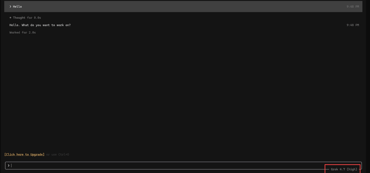 Codeminer__xd's tweet photo. 🚨 Grok 4.7 is officially out.

It’s now available in Grok Build.

Let’s see how capable it actually is 👀 https://t.co/ULTwL10tMX