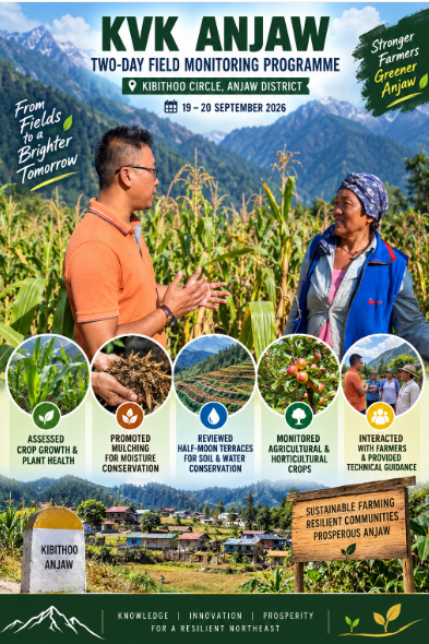 juni395819's tweet photo. Strengthening farming at the last mile.
KVK Anjaw’s two-day field programme in Kibithoo assessed crop health, soil and water conservation practices, and connected farmers with location-specific guidance for sustainable, climate-resilient agriculture.
#KVKAnjaw #Kibithoo #Anjaw #Agriculture #SustainableFarming #ClimateResilientFarming #ArunachalPradesh #NortheastIndia