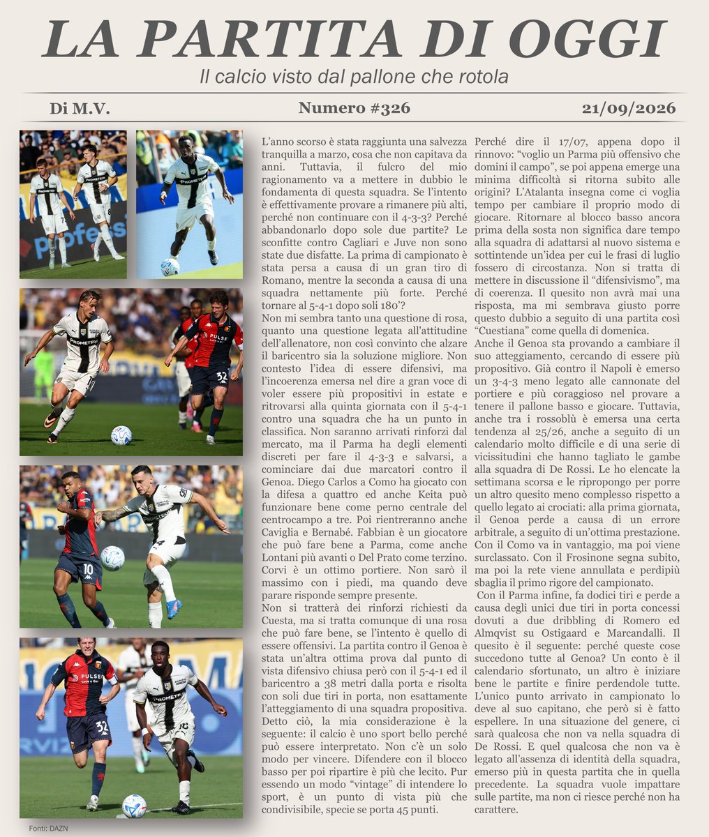 MV_05_'s tweet photo. #SerieA #ParmaGenoa Intanto, Cuesta ha messo sul tavolo un'altra vittoria delle sue: il #Parma segna due reti con due giocate e solo due tiri in porta. Il #Genoa sta più alto, ma si rende poco pericoloso pur creando di più. Lo spagnolo colpisce ancora. https://t.co/YcgRF83kyE
