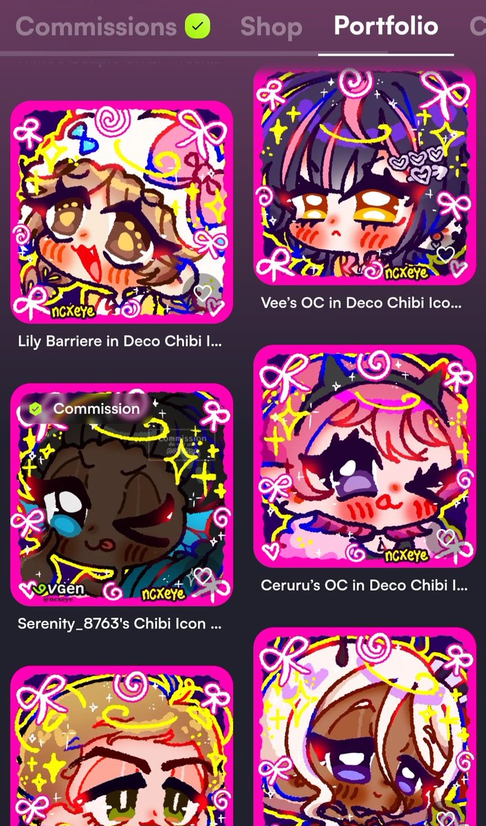 ncxeyecmsn's tweet photo. my portfolio looking so pink!! 🎀💕💕
#vgenopen #commissionopen https://t.co/rRss3iHVnH