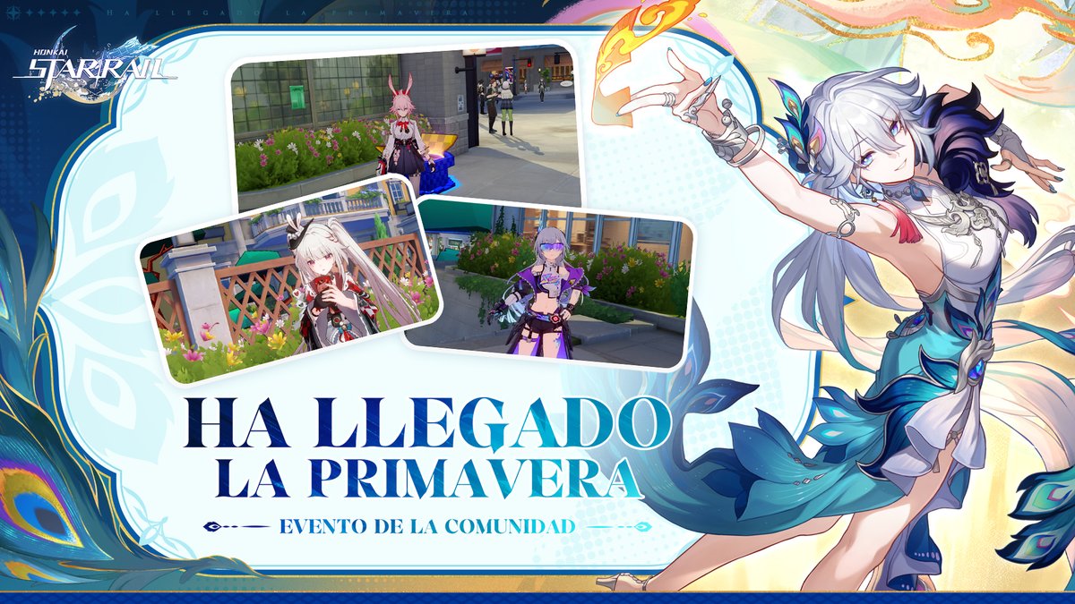 honkaisr_es's tweet photo. Trazacaminos, ¡la primavera llegó hoy y las flores florecen por todas partes!
¿Te gustaría apreciarlas con nosotros? 🌸
Durante el evento, comparte fotos relacionadas con las flores dentro del juego y participa para ganar recompensas

Como participar
Comparte imágenes de flores tomadas en el juego usando el hashtag #PrimaveraHSR.
 Seleccionaremos a 10 participantes para recibir una tarjeta de regalo por valor de 20 USD cada una.

⏰ Finaliza el 29/09/2026 a las 23:59 (UTC+8)

* Premio compartido con @honkaisr_pt.

#HonkaiStarRail