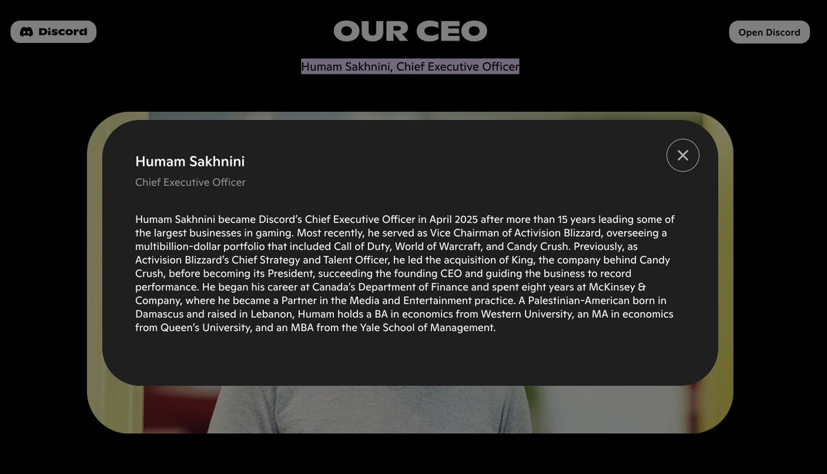 RKRigney's tweet photo. @ImperiumFirst This is false. Humam's bio on the official Discord website confirms he's a Palestinian American born in Damascus, Syria and raised in Lebanon.

Source: https://t.co/D5WqGUegY9 https://t.co/nwxwXw1wcH