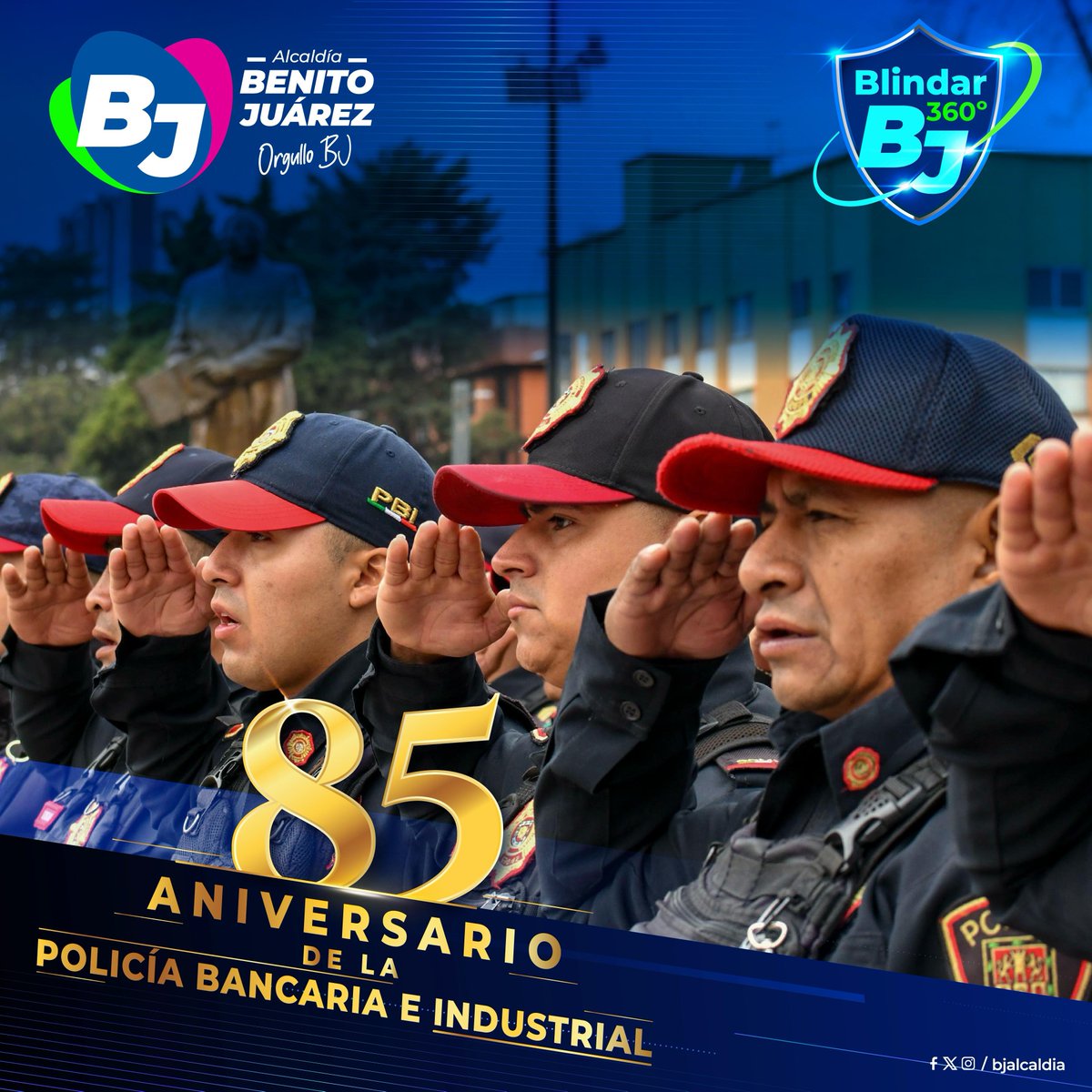 LuisMendozaBJ's tweet photo. ¡Muchas felicidades por estos 85 años de historia y servicio! 👮🏻‍♂️

En Benito Juárez reconocemos y agradecemos a todas y todos los elementos de la Policía Bancaria e Industrial por su compromiso diario con la seguridad.

Seguiremos trabajando de la mano, a través de #BlindarBJ360, para cuidar a nuestras familias y hacer de la alcaldía un lugar cada vez más seguro. 🛡️