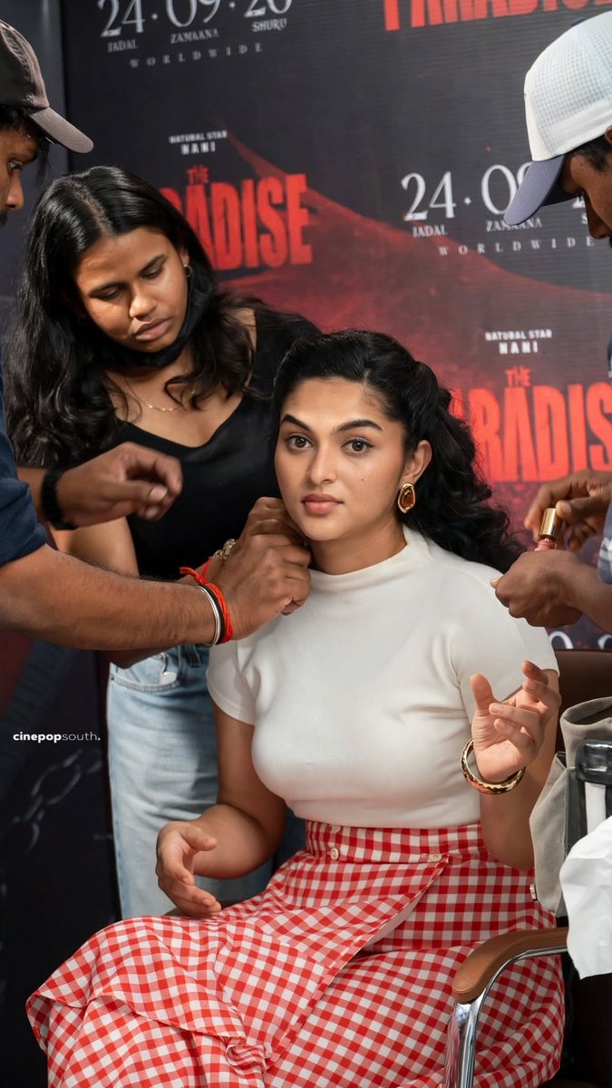 CinePopHD's tweet photo. Kayadu Lohar at #TheParadise movie promotions. ❤️ #KayaduLohar https://t.co/xWwrii59W6
