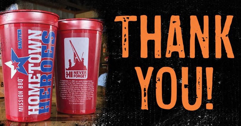 MissionBBQ's tweet photo. You raised $656,024! Thank you!

You’re the difference makers. Your generous support of the 9-11 NEVER FORGET Hometown Heroes Cup makes it possible to help local police &amp; fire charities right here in your communities. Thank you on behalf of all who Protect, Serve &amp; Save. https://t.co/EN6EwUhEdG