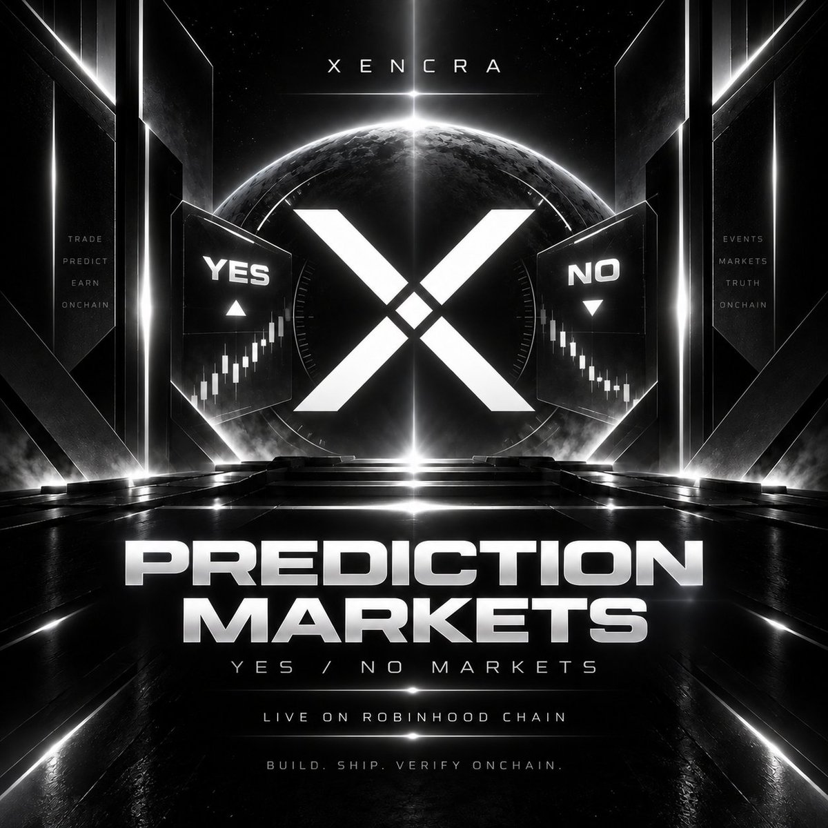 xencra_'s tweet photo. XENCRA PREDICTION MARKETS

YES / NO markets live on Robinhood Chain.

First deployment: $UPTOBER.

Wallet-signed.
Partner-isolated.
Onchain settlement.
Verified · Sourcify exact match.

Market: https://t.co/64VUeJqVke
Docs: https://t.co/9TV86fSmvq

Build. Ship. Verify onchain. https://t.co/tIrMITD2q6