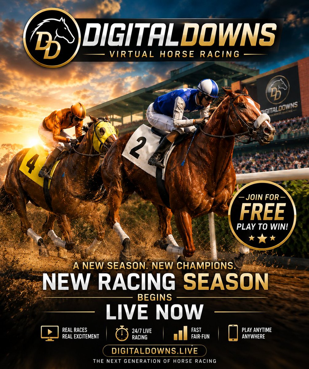 DigitalDowns_US's tweet photo. Our new season is off and running. Join for free and learn the game.  Real cash prizes for virtual horse racing.  See you on the track https://t.co/jiPjqoaAQd 
#virtualhorseracing #horseracing https://t.co/jUEuYwtQIc