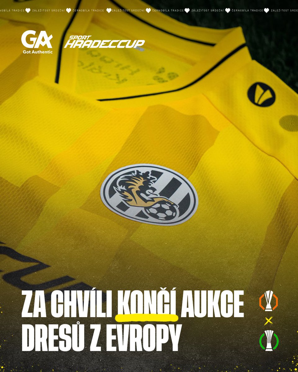 FCHradec's tweet photo. Již za chvíli končí aukce dresů pro Evropu 👕
Aukce probíhá zde 👉 https://t.co/s99DGckRLo https://t.co/77uiAXGwNQ