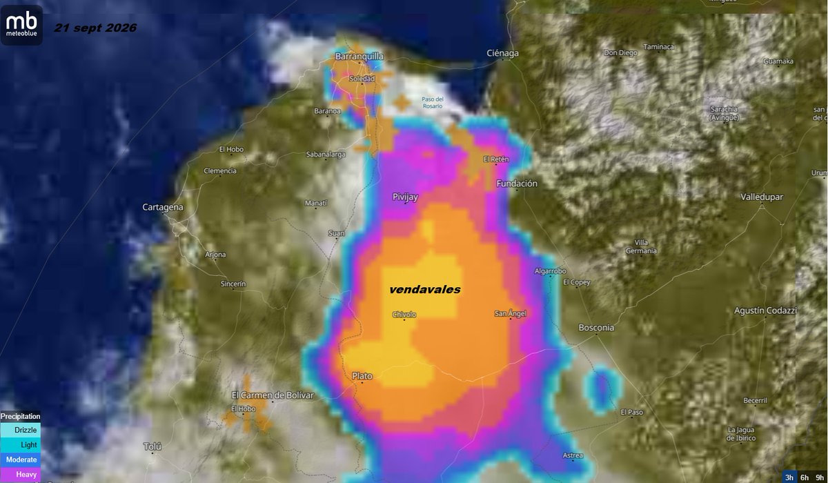 HenriquezMax's tweet photo. Aguaceros fuertes entre Pivijay y Plato. Tambien en Barranquilla hay una fuerte tormenta eléctrica que podría desencadenar un tornado. Estar en alerta https://t.co/9BB4cNHBrD