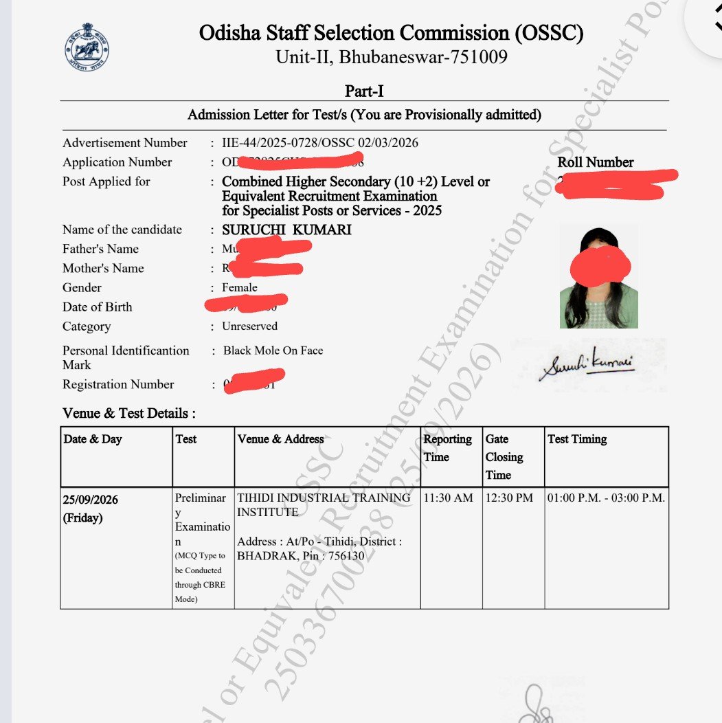 Suruchip05's tweet photo. Why I get exam location different from my opted preferences? Is it justified for a woman candidate?@ossc_com @DHE_Odisha #osscchsl @IPR_Odisha https://t.co/QJEWZz7lI8