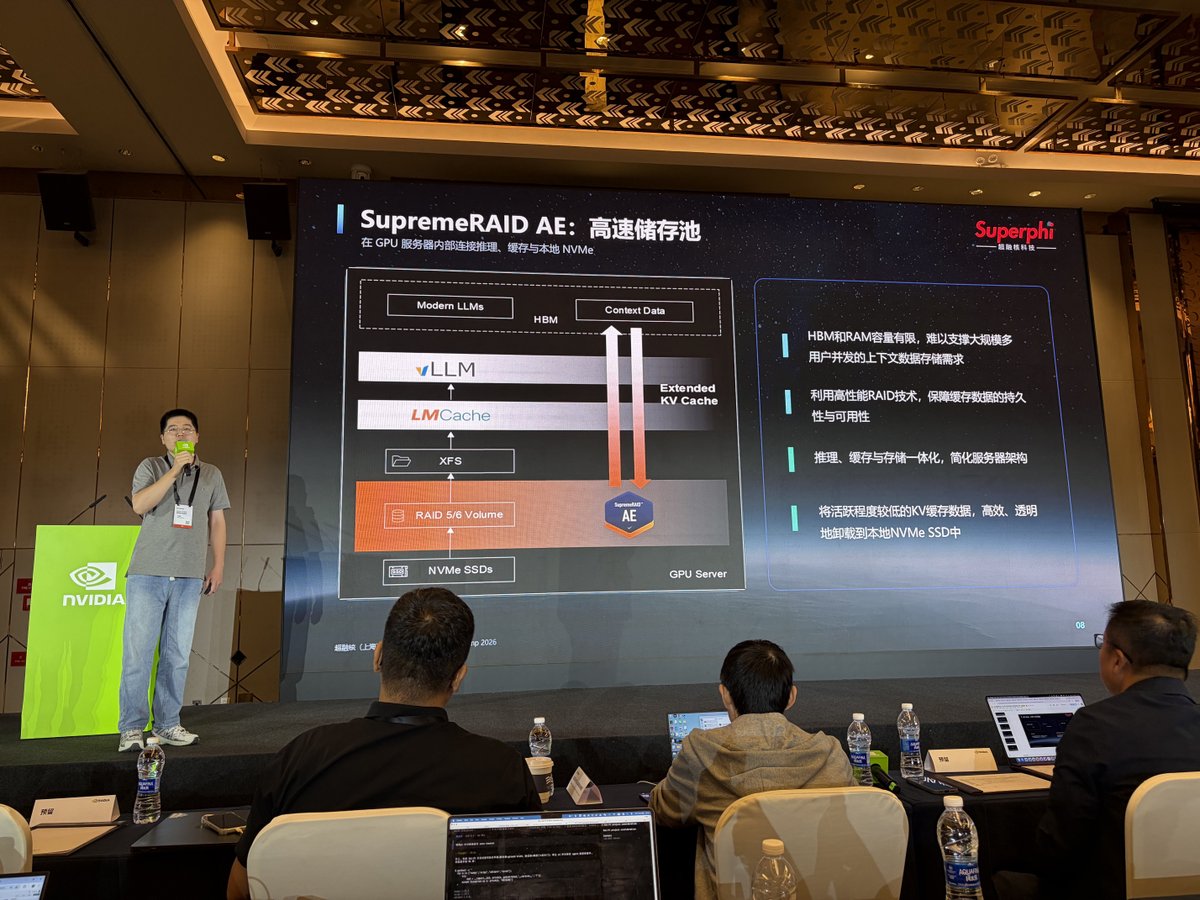 GraidTechnology's tweet photo. 🏆 We’re proud to share that our partner, Superphi Technology, received the Innovation Solution Award at @nvidia  NPN Bootcamp 2026 for our jointly developed high-speed local hot data pool solution for quantitative finance. https://t.co/HhPRteEIrt