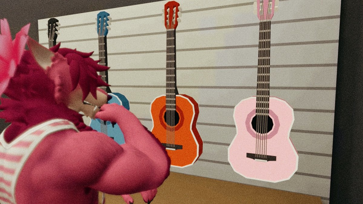 SamisTea800's tweet photo. Managed to get this lovely guitar for free #pinkwolf #wolfman #musicshop #guitar #freeitem #pink #bara #furry #vrchat #vrchatnsfw #nsfw https://t.co/qIvBMv6o4N