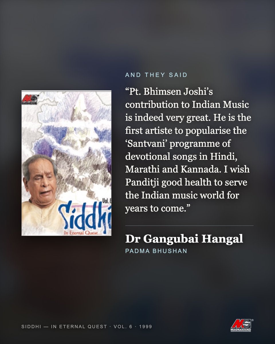 TheShashiGopal's tweet photo. These were among the last studio recordings of Pandit Bhimsen Joshi’s career. https://t.co/75nGFijq2s