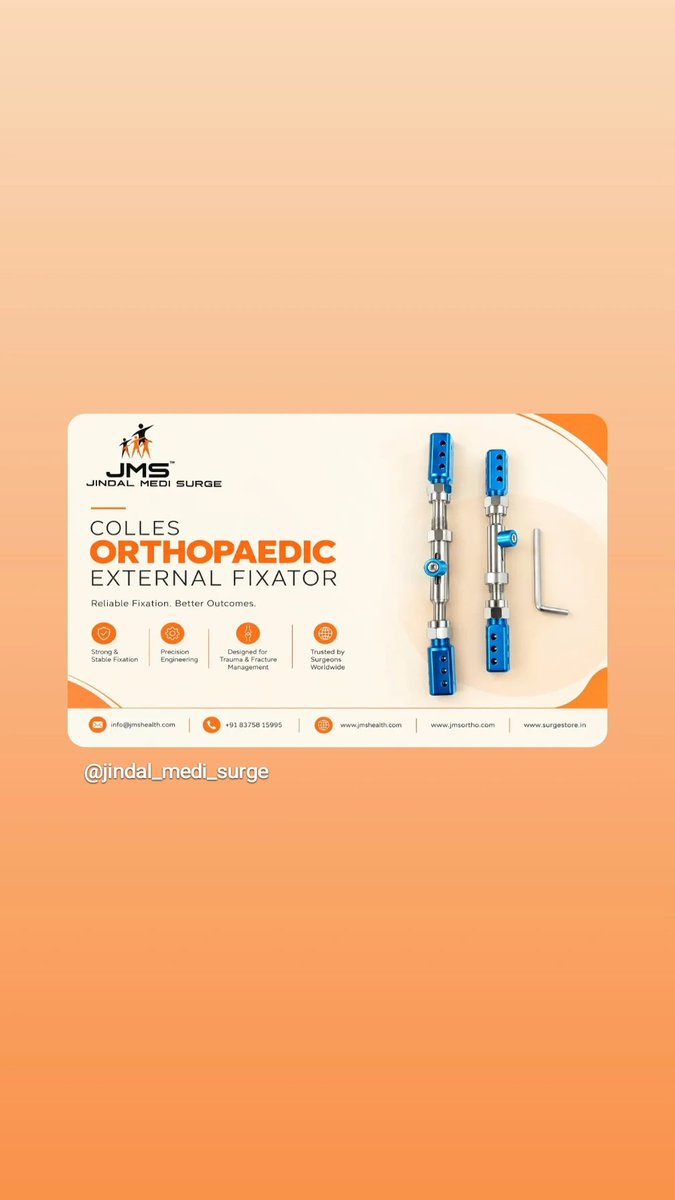 JindalMediSurge's tweet photo. #CollesFixator #ExternalFixator #OrthopedicImplants #OrthopedicInstruments #ExternalFixation #TraumaCare #OrthopedicSurgery #MedicalDevices #OrthopedicManufacturer #MedicalDeviceManufacturer #OEM #MedicalDeviceOEM #IndiaManufacturing #MedicalDeviceExport #JindalMediSurge https://t.co/c26Ua8LYOL