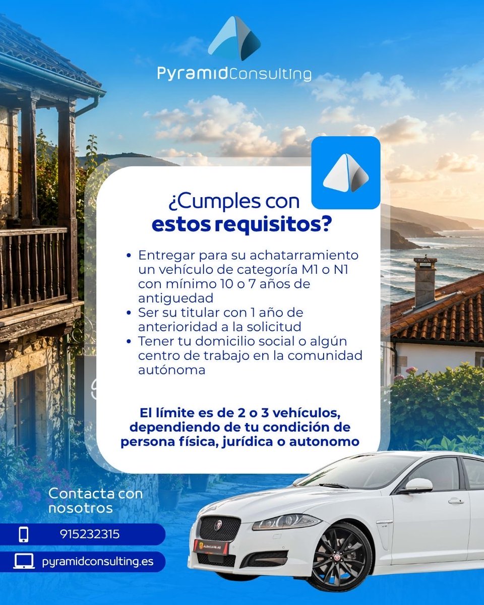 PyramidMultas's tweet photo. Plan RENOVE V de Cantabria, abierto hasta el 31/10/2026. Entre 1.300 y 4.000 € por comprar un vehículo nuevo o de km 0 y achatarrar uno antiguo. https://t.co/KK4NP7LvlR