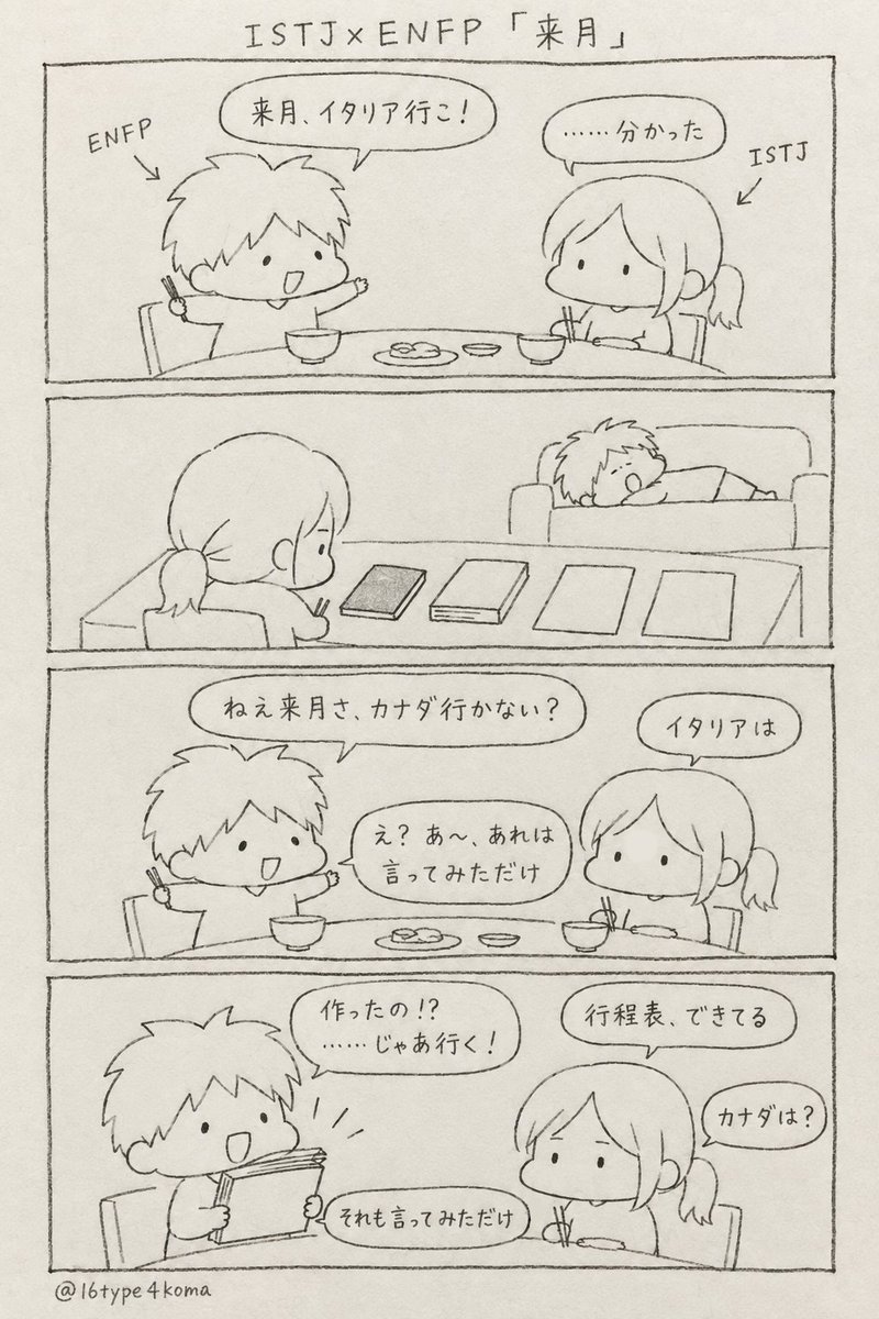 16type4koma's tweet photo. ISTJ×ENFP「来月」 https://t.co/TgeI1GgIEc